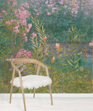 Papier peint fresque jardin vintage exemple