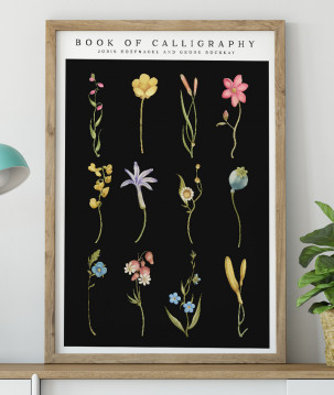 Poster / affiche Ensemble fleurs colorées calligraphie Joris Hoefnagel