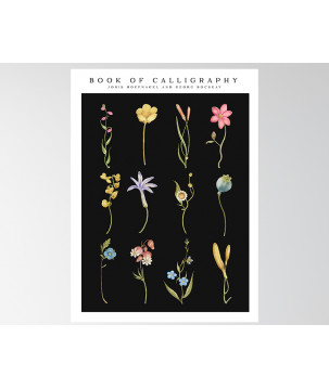 Poster / affiche Ensemble fleurs colorées calligraphie Joris Hoefnagel