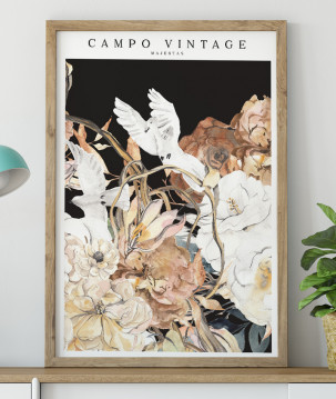 Poster / affiche Tourterelle Campo vintage