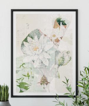 Affiche botanique vintage de fleur de nénuphar