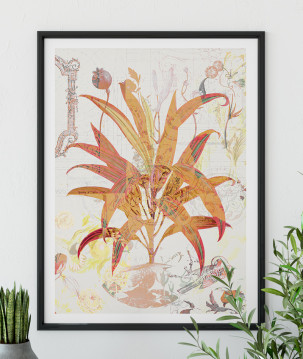 Affiche botanique vintage de plante tropicale