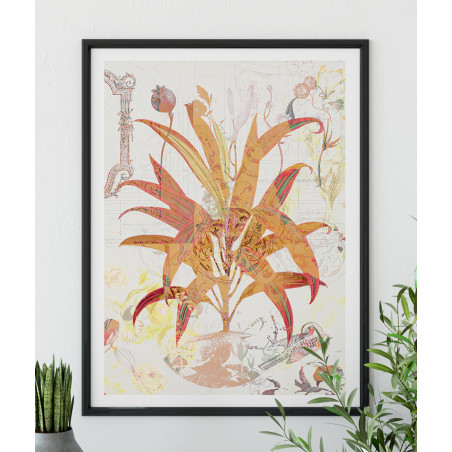 Affiche botanique vintage de plante tropicale