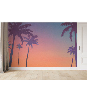 Papier Peint Panoramique Tropical Coucher de Soleil