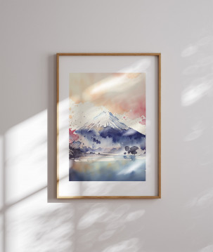 Affiche d'Art Mont Fuji Aquarelle