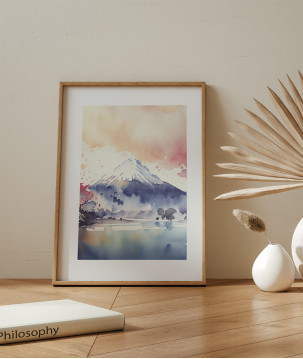 Affiche d'Art Mont Fuji Aquarelle