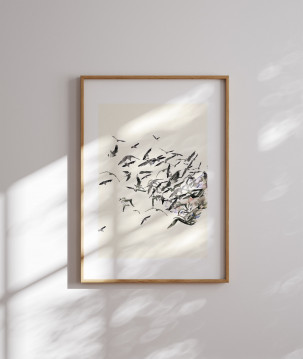 Affiche d'Art Aquarelle 'Flock in Flight'