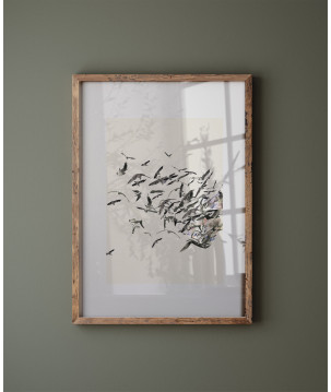 Affiche d'Art Aquarelle 'Flock in Flight'