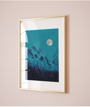 Affiche d'Art Nocturne Abstraite - Nuit sous la lune