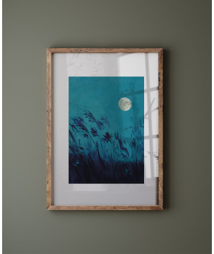 Affiche d'Art Nocturne Abstraite - Nuit sous la lune