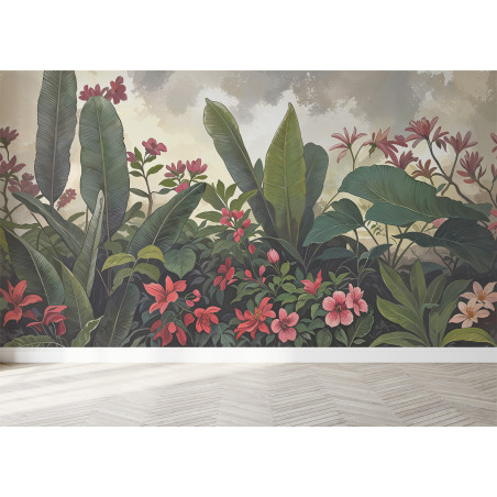 Papier peint fleurs tropicales