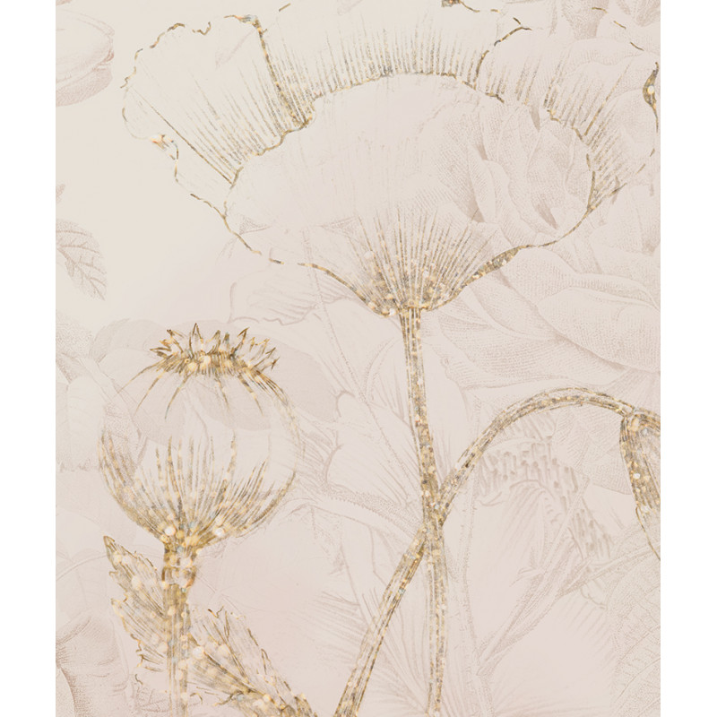 Papier peint fleurs trait vintage paillette zoom
