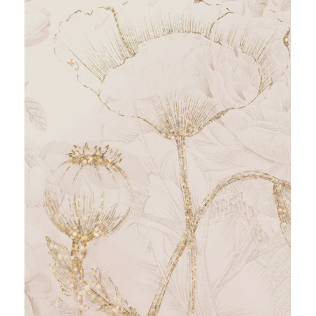 Papier peint fleurs trait vintage paillette