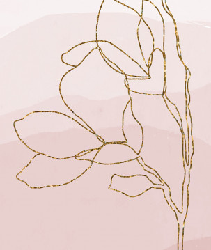 Papier peint aquarelle fleurs trait paillette zoom