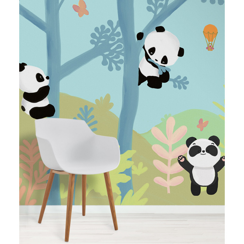Papier peint enfant panda nature exemple