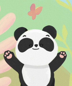 Papier peint enfant panda nature