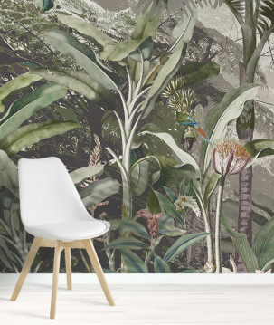 Papier peint jungle panoramique panthère exemple