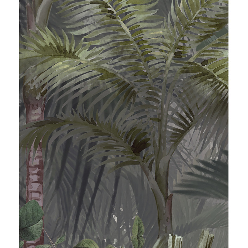 Papier peint jungle panoramique tropicale zoom